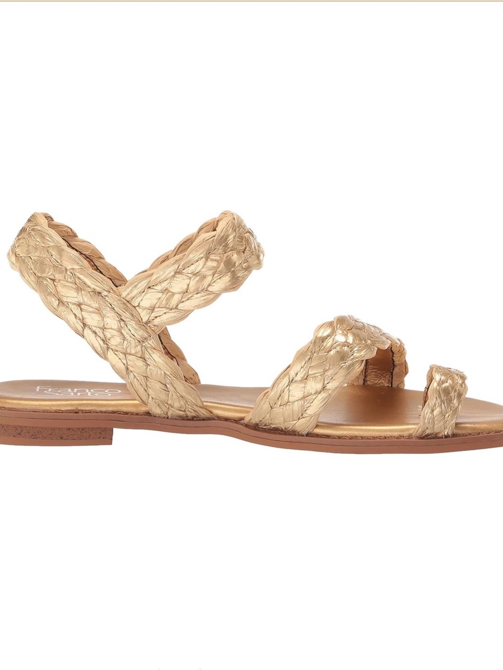 Franco Sarto Braided Metallic Gold Strappy Sandals